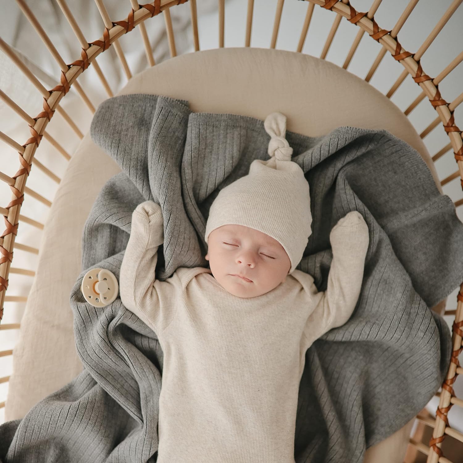 mushie Extra Soft Bassinet Muslin Crib Sheet | 30" x 16" (Baby Blue) - Image 5
